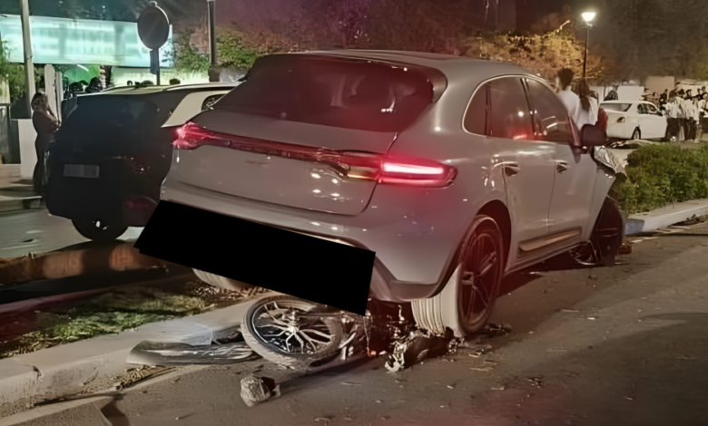 حادث دهس سيارة دراجة نارية