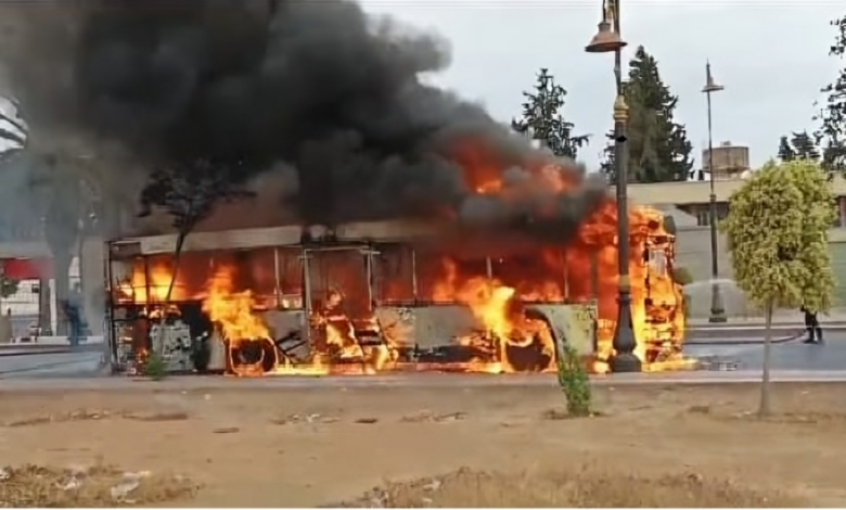 حريق حافلة فاس